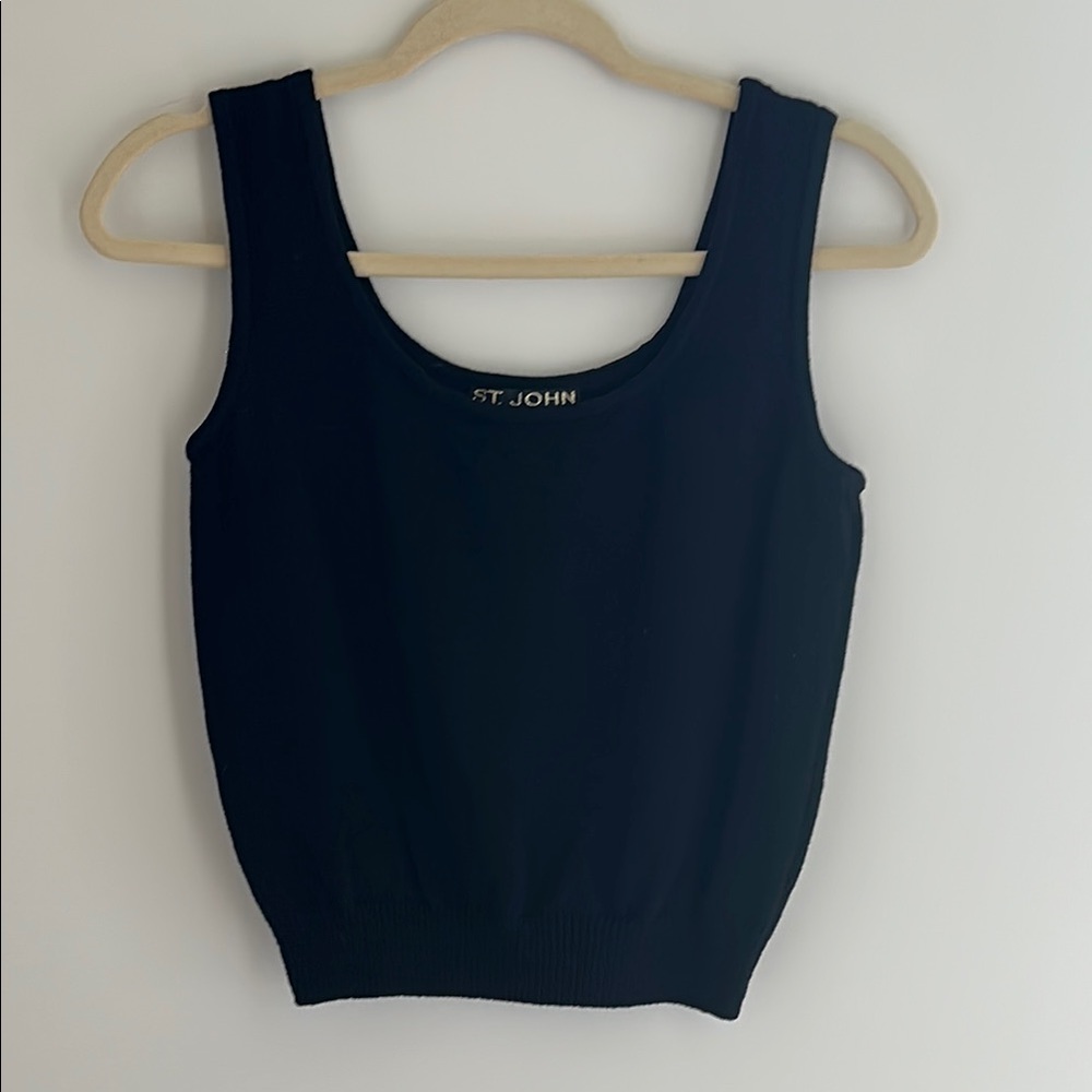 St. John Blue Fitted Sleeveless Tank Top
